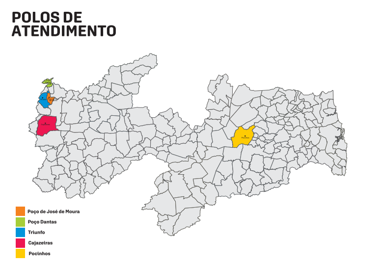 Mapa dos Polos de Atendimento
